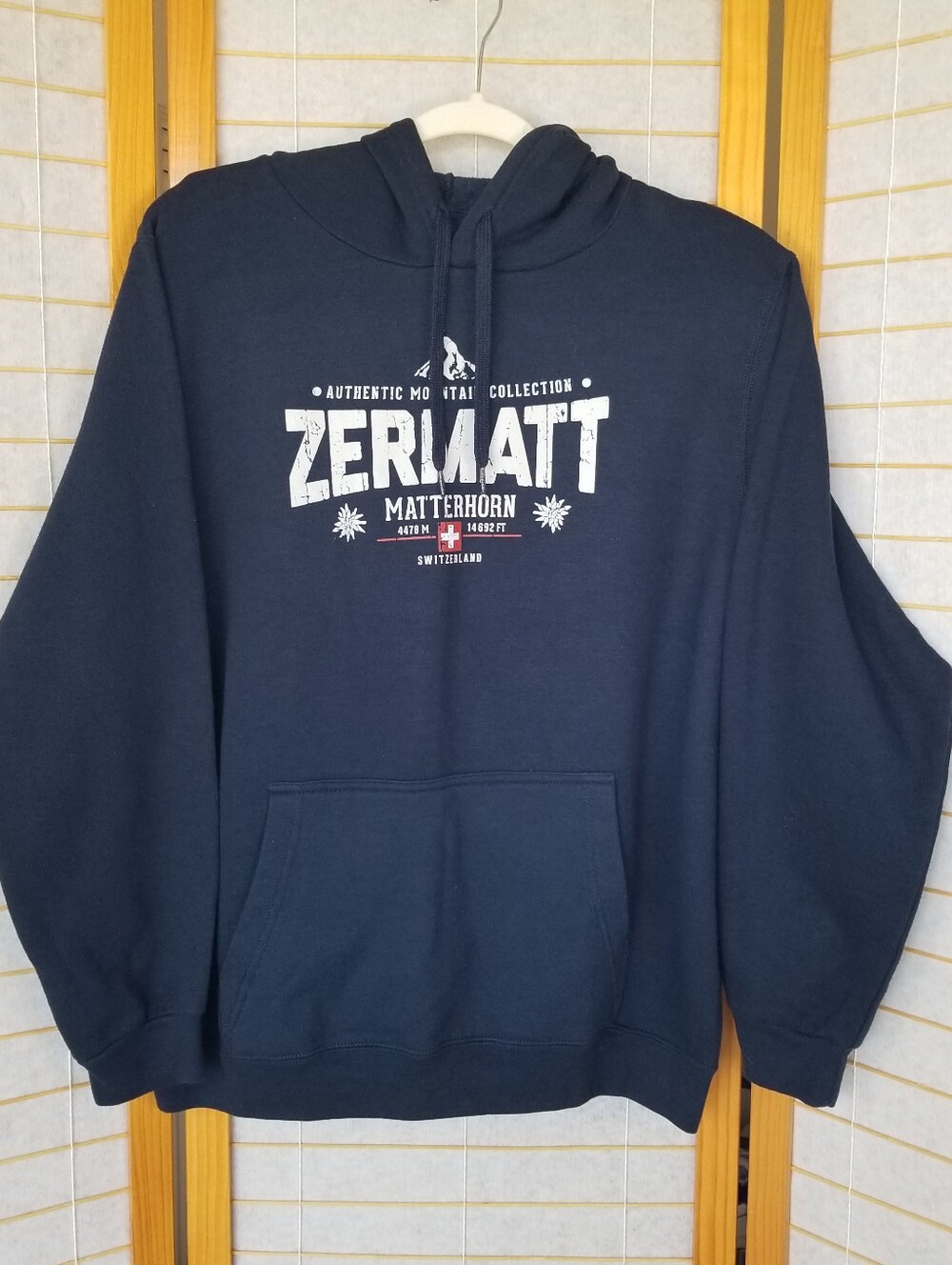 Zermatt Matterhorn Navy Hooded Sweatshirt Adult 2XL Hoodie